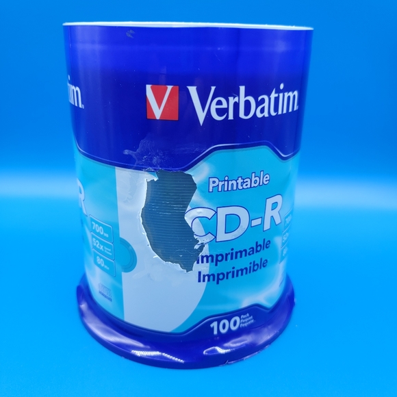 Verbatim CD-R 700MB 52X Speed White Inkjet Printable Spindle - Pack of 100 New - Picture 4 of 6